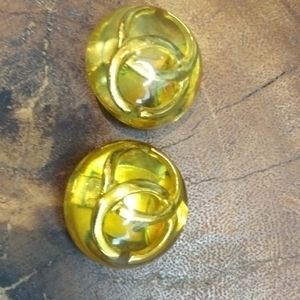 CHANEL by KARL LAGERFELD Vintage Massive Domed Resin CC Clip On Earrings, 1990